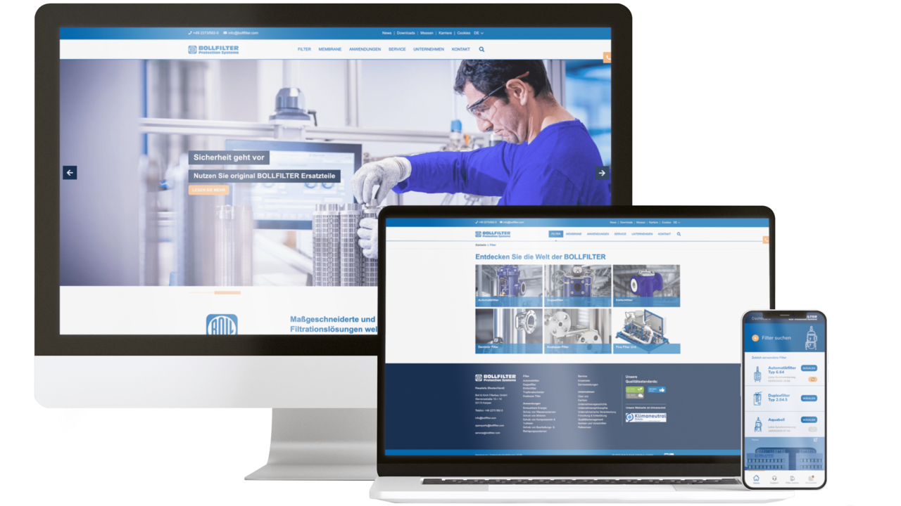 Responsive Darstellung der Bollfilter Website