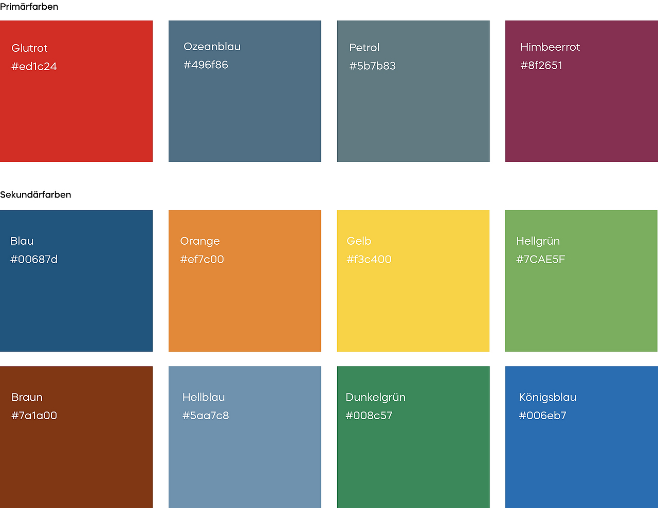 Farbpalette des Weiss Chemie CIs